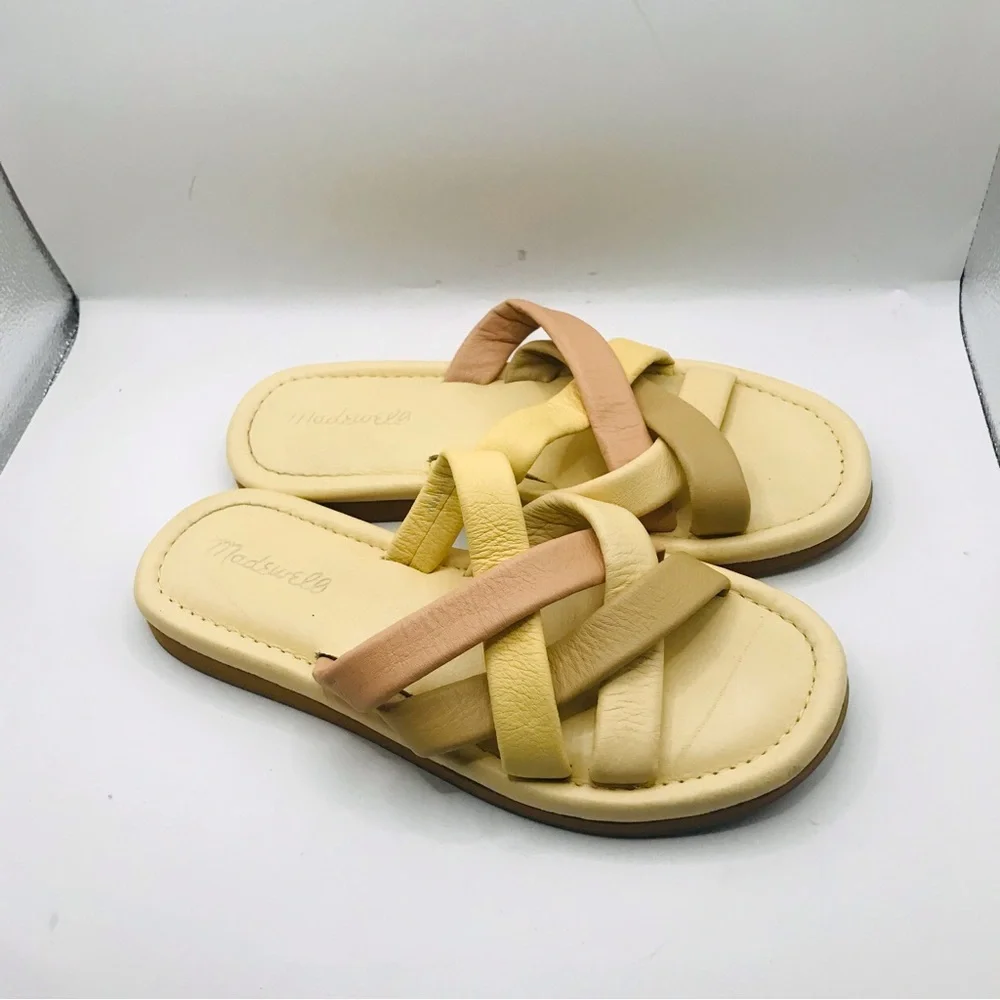 Madewell‎ ComfortSlide Women's Cream & Pink Woven Slide Sandals